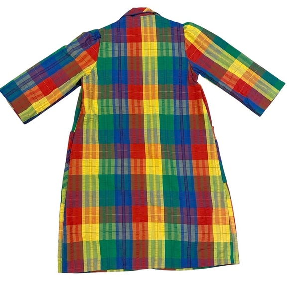 Vintage Coffee Coats Styled by Saybury Rainbow Seersucker House Coat Size Small - Picture 4 of 7